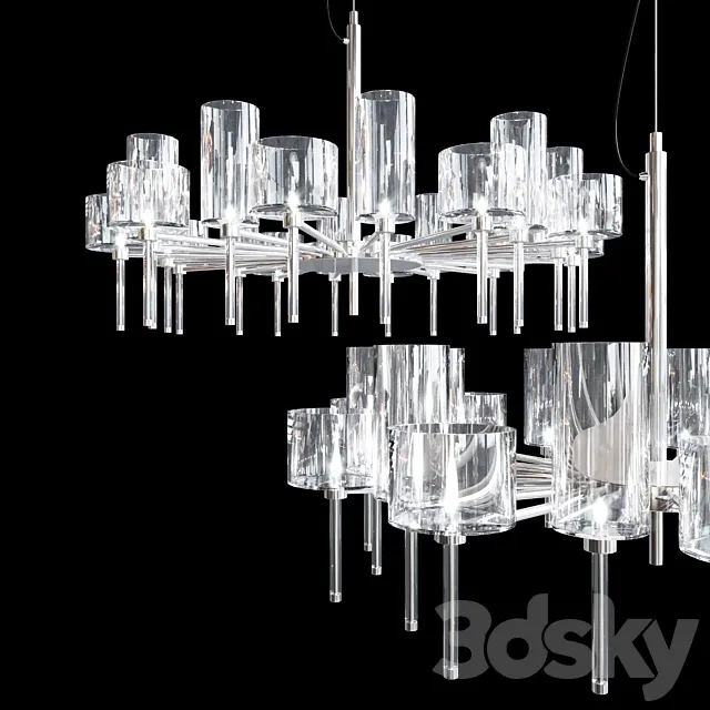Chandelier AXO Light Spillray SP lamps 20 glass smoke 3DModel Chandelier AXO Light Spillray SP lamps 20 glass smoke 3DModel