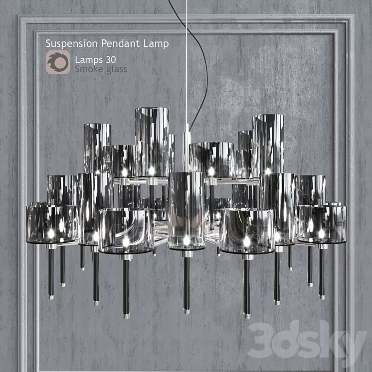 Chandelier AXO Light Spillray SP lamps 30 smoke glass 3D Model Chandelier AXO Light Spillray SP lamps 30 smoke glass 3D Model