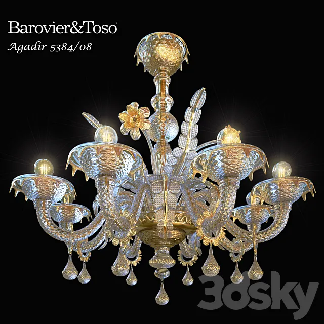 Chandelier Barovier & Toso Agadir 5384_08 3DModel Chandelier Barovier & Toso Agadir 5384_08 3DModel