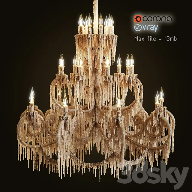 Chandelier bathed in wax 3DModel Chandelier bathed in wax 3DModel