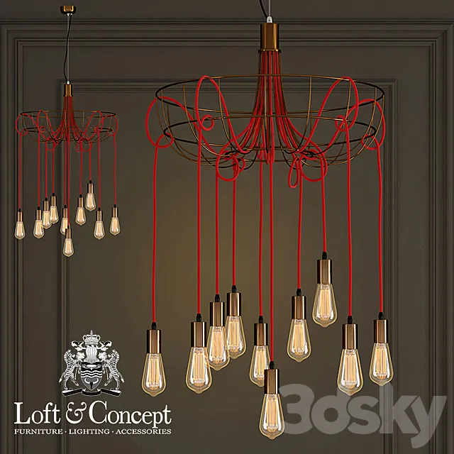 Chandelier Blood Wire Chandelier Red 10 3D Model