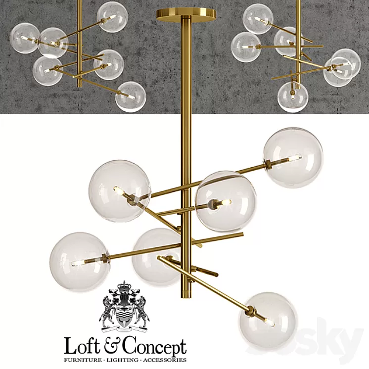 Chandelier Bolle hanging lamp Gallotti & radice 3D Model Chandelier Bolle hanging lamp Gallotti & radice 3D Model