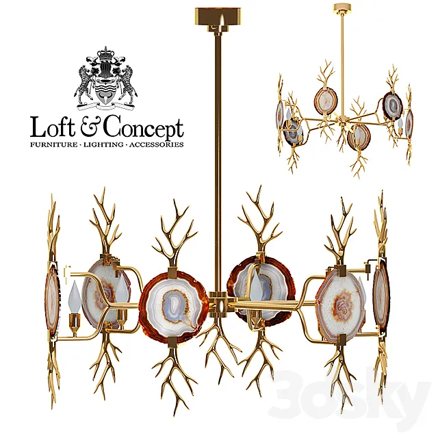 Chandelier Branch Agate Chandelier Brass emporium home 3D Model Chandelier Branch Agate Chandelier Brass emporium home 3D Model