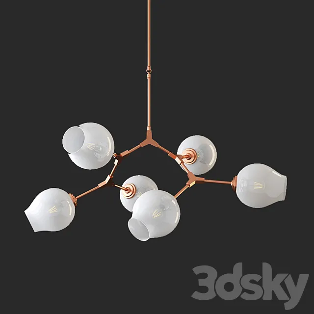 Chandelier Branching Bubble Chandelier 6 Milk 3D Model