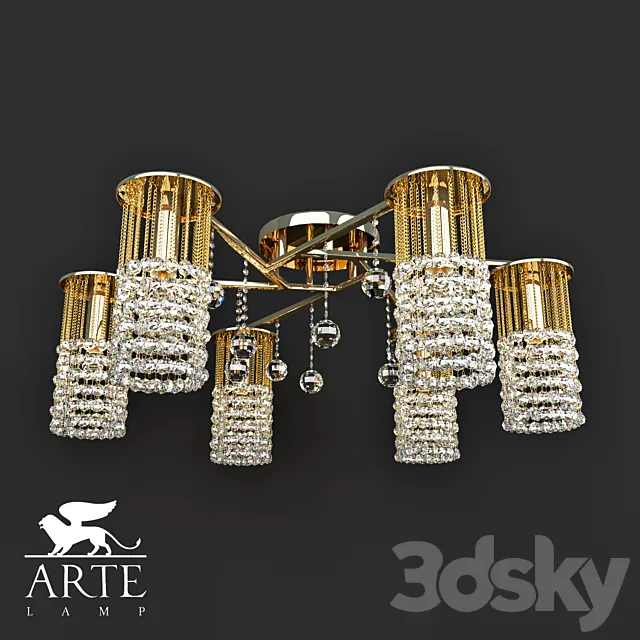 Chandelier Ceiling Arte Lamp A3028PL-6GO 3D Model