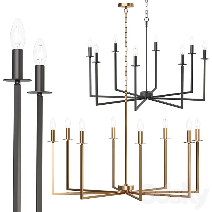 Chandelier Cohen – Brass & Black 3D Model Free Download