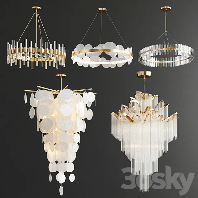 Chandelier Collection – 5 type 3D Model Chandelier Collection – 5 type 3D Model