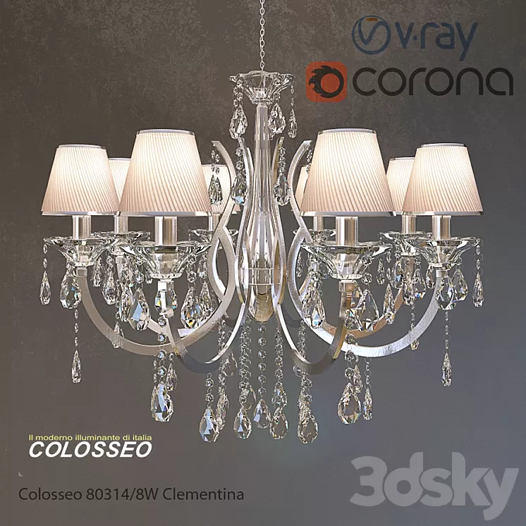 Chandelier Colosseo80314-8W Clementina Chrome 3D Model Chandelier Colosseo80314-8W Clementina Chrome 3D Model