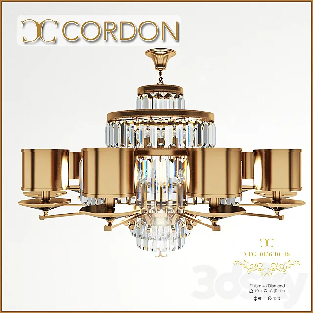 Chandelier Cordon VTG-0156_10 + 18 3DModel Chandelier Cordon VTG-0156_10 + 18 3DModel