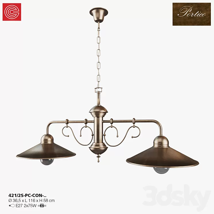 Chandelier Cremasco illuminazione Portico art. 421 3D Model Chandelier Cremasco illuminazione Portico art. 421 3D Model