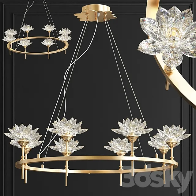 Chandelier Crystal Lotus Flowers Lotus flower Clear Glass lamp 8 3D Model Chandelier Crystal Lotus Flowers Lotus flower Clear Glass lamp 8 3D Model
