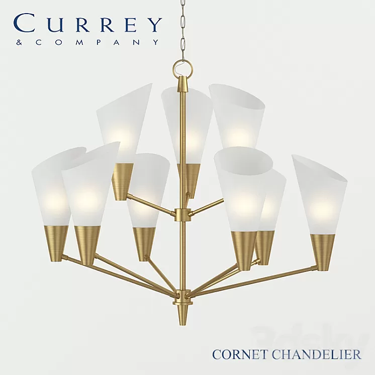 Chandelier Currey & Company Cornet Chandelier 3D Model Chandelier Currey & Company Cornet Chandelier 3D Model