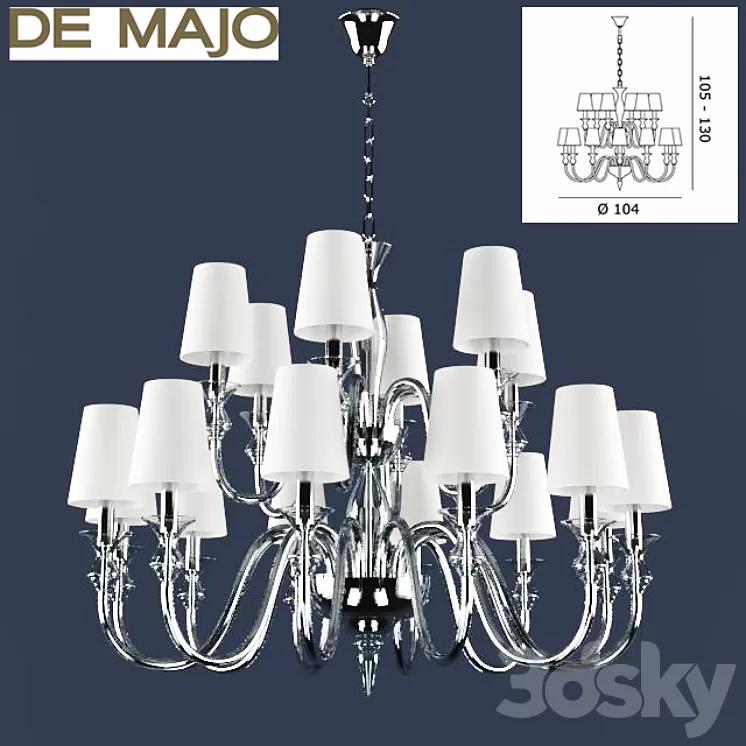Chandelier De Majo 2599 K12 +6 SHADE 3D Model Chandelier De Majo 2599 K12 +6 SHADE 3D Model