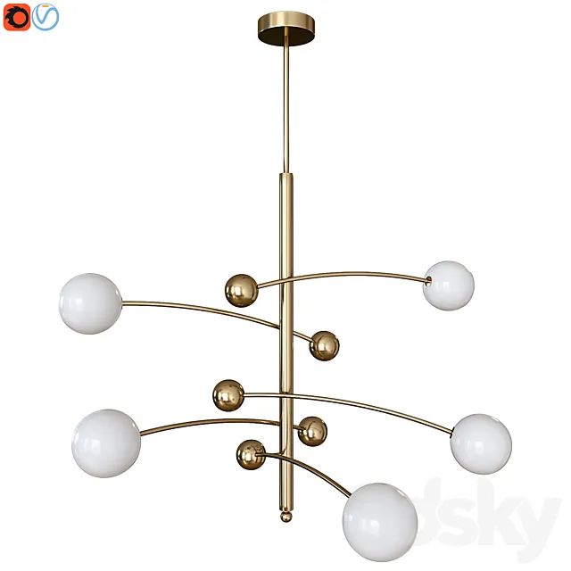 Chandelier Delight Collection Globe Mobile 5 brass 3DModel Chandelier Delight Collection Globe Mobile 5 brass 3DModel