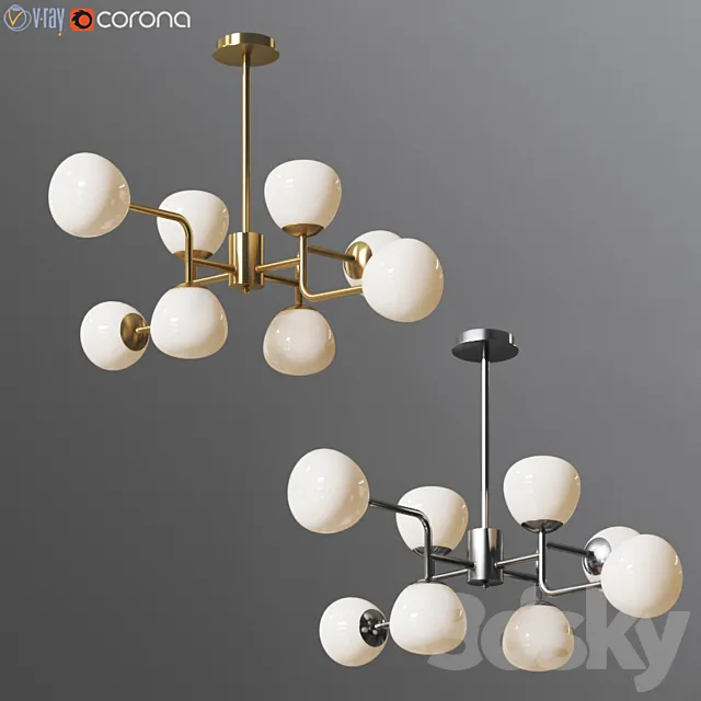 Chandelier Erich MOD221-PL-08-G Gold _ Chrome 3D Model
