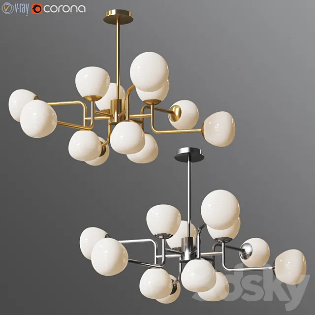 Chandelier Erich MOD221-PL-12-G Gold _ Chrome 3DModel