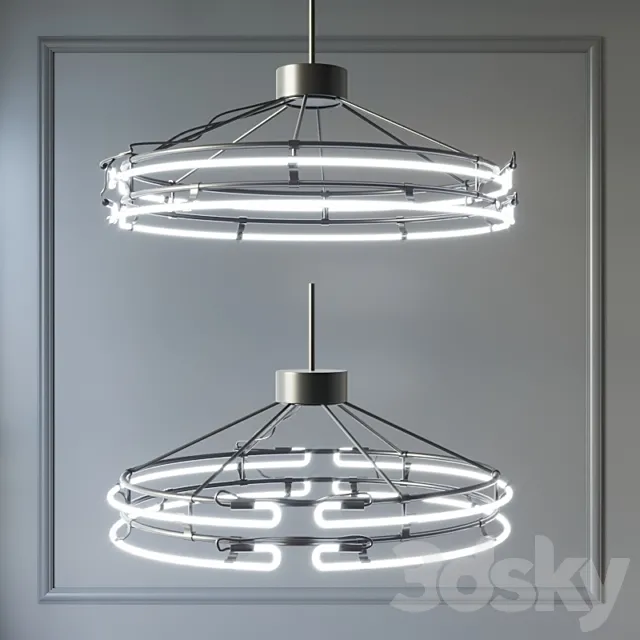 Chandelier from neon 1 3D Model