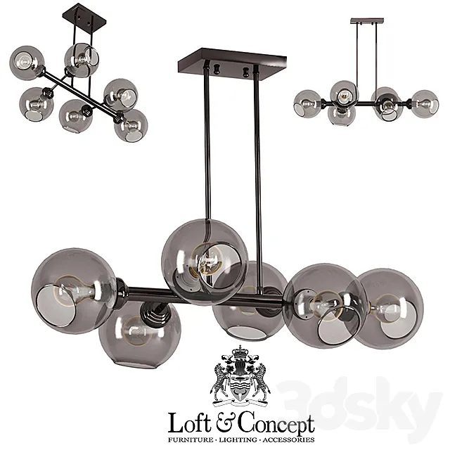 Chandelier Glass Bubble Chandelier Black 3D Model