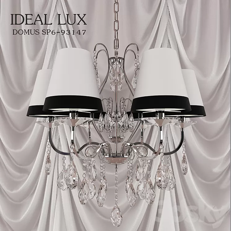 Chandelier hanging IDEAL LUX DOMUS SP6-93147 3D Model Chandelier hanging IDEAL LUX DOMUS SP6-93147 3D Model