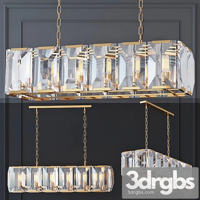 Chandelier harlow crystal square gold 3D Model Download