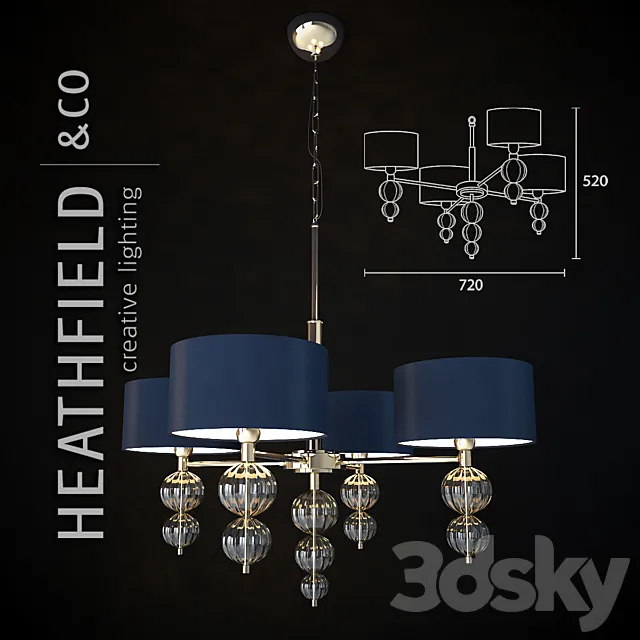 Chandelier Heathfield ALETTE CHANDELIER NICKEL OPAL JADE 3DModel