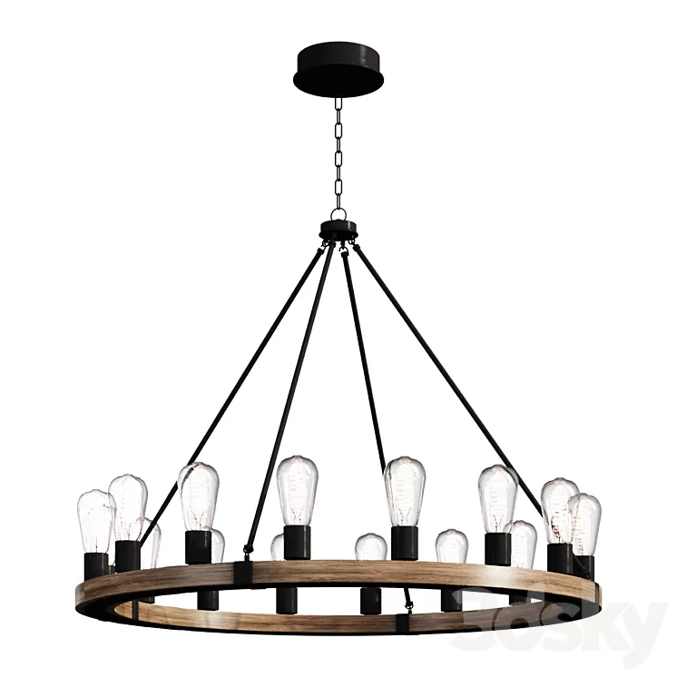 Chandelier INDUSTRIAL FARMHOUSE CHANDELIER SKU CH18143 lamp 3D Model Free Download