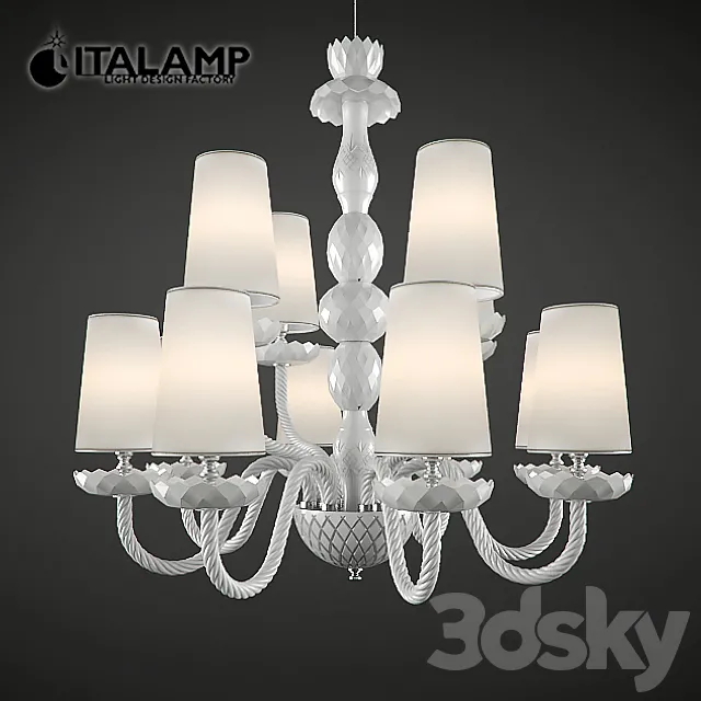 Chandelier Italamp 2848 + 4 White NK White shades 3D Model Chandelier Italamp 2848 + 4 White NK White shades 3D Model