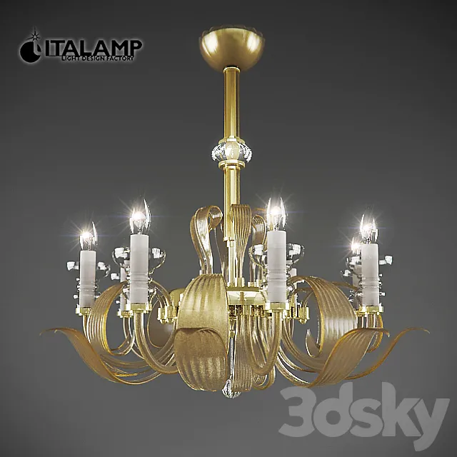 Chandelier Italamp 550-8 Amber 3D Model Chandelier Italamp 550-8 Amber 3D Model