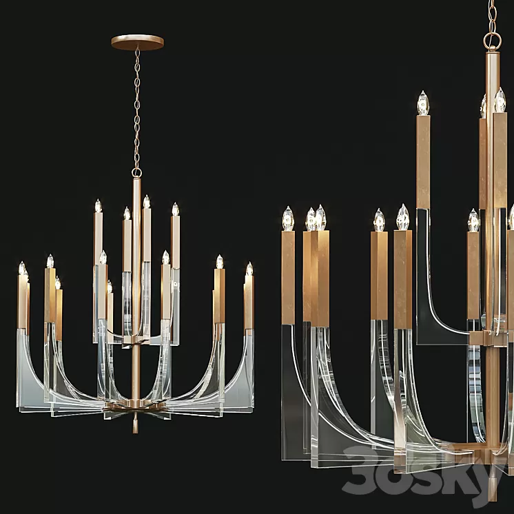 Chandelier John Richard Acrylic and Brass Ten 3D Model