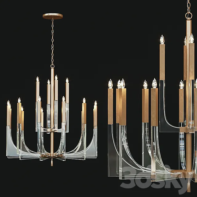 Chandelier John Richard Acrylic and Brass Ten 3DModel