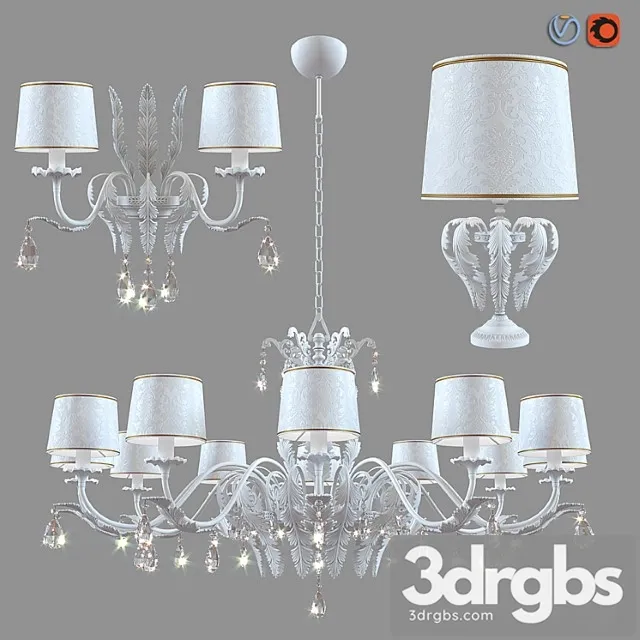 Chandelier lamp and sconce masiero acantia 12 wh-m 3D Model Download