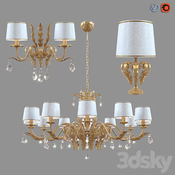 Chandelier lamp and sconce Masiero Acantia 3D Model Chandelier lamp and sconce Masiero Acantia 3D Model