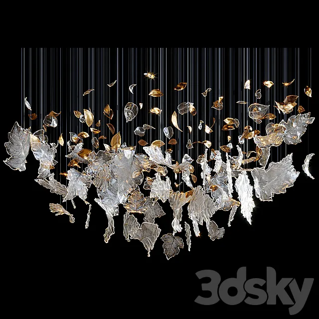 Chandelier Light Vargov – Frozen Leaves 3D Model