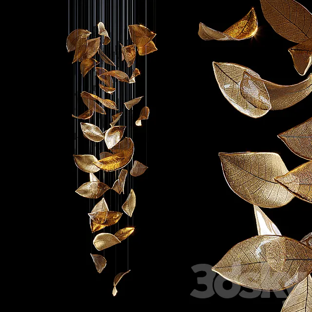 Chandelier Light Vargov – Frozen Leaves 3D Model