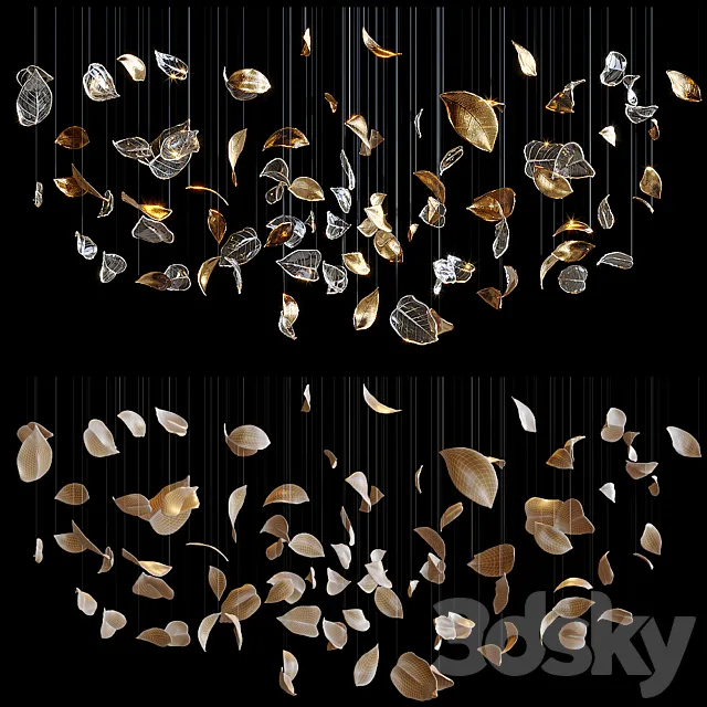 Chandelier Light Vargov – Frozen Leaves 3DModel