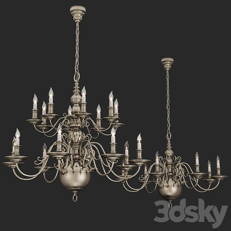 Chandelier Lillianne Sixteen-Light Chandelier 3D Model Free Download