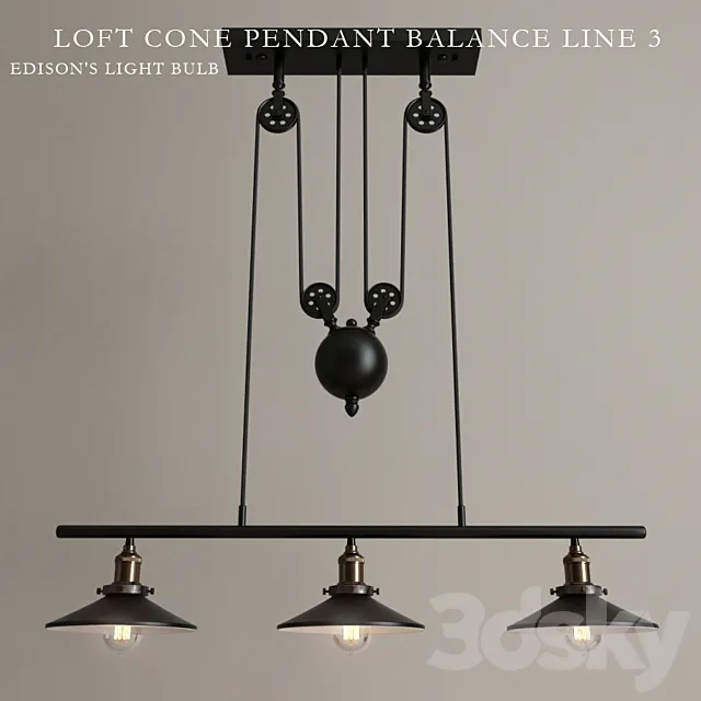 Chandelier “Loft Cone Pendant Balance Line 3” 3D Model Chandelier “Loft Cone Pendant Balance Line 3” 3D Model