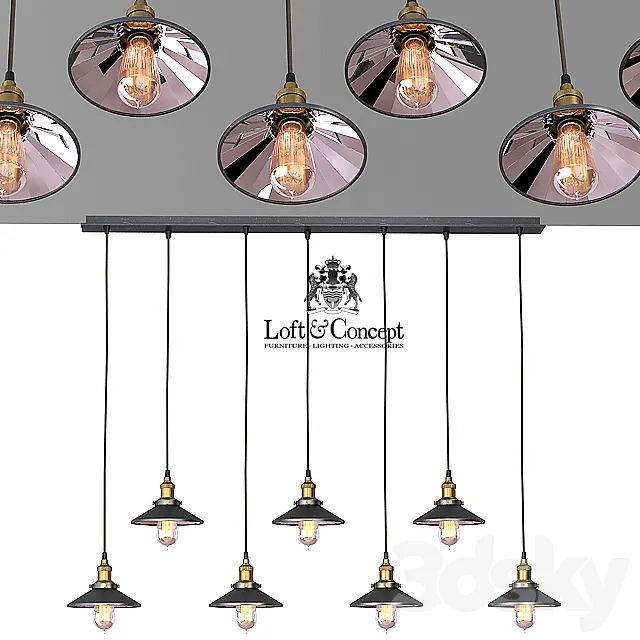 Chandelier Loft Cone Pendant Reflector 7 Line 3DModel Chandelier Loft Cone Pendant Reflector 7 Line 3DModel