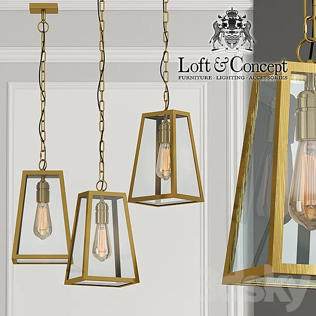 Chandelier Loft Industrial Ortogonal pendant Brass 3D Model Chandelier Loft Industrial Ortogonal pendant Brass 3D Model