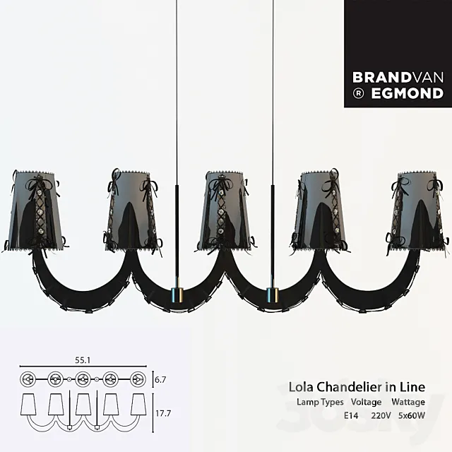Chandelier Lola Chandelier in Line 3D Model Chandelier Lola Chandelier in Line 3D Model