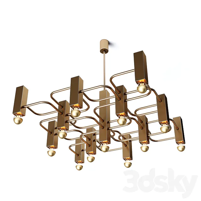 Chandelier Mid century Gaetano Sciolari chandelier with 13 lightpoints 3D Model Chandelier Mid century Gaetano Sciolari chandelier with 13 lightpoints 3D Model