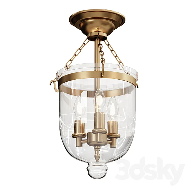 Chandelier MINI SMOKEBELL SEMI-FLUSH CEILING LANTERN SKU FM10011 AB lamp 3D Model