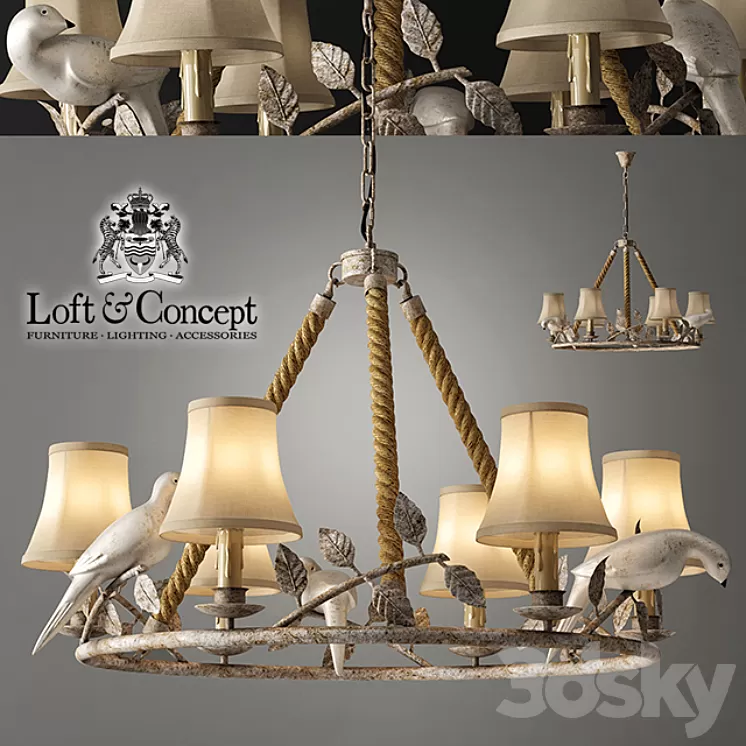 Chandelier Norman Bird Forest Patina 6 3D Model Chandelier Norman Bird Forest Patina 6 3D Model