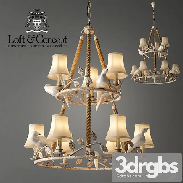 Chandelier Norman Bird Forest Patina 9 3D Model Download