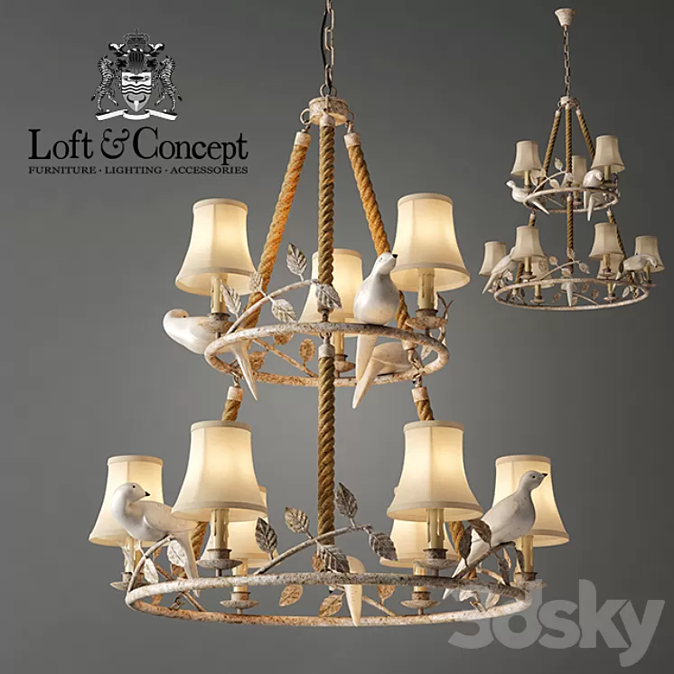 Chandelier Norman Bird Forest Patina 9 3D Model Chandelier Norman Bird Forest Patina 9 3D Model