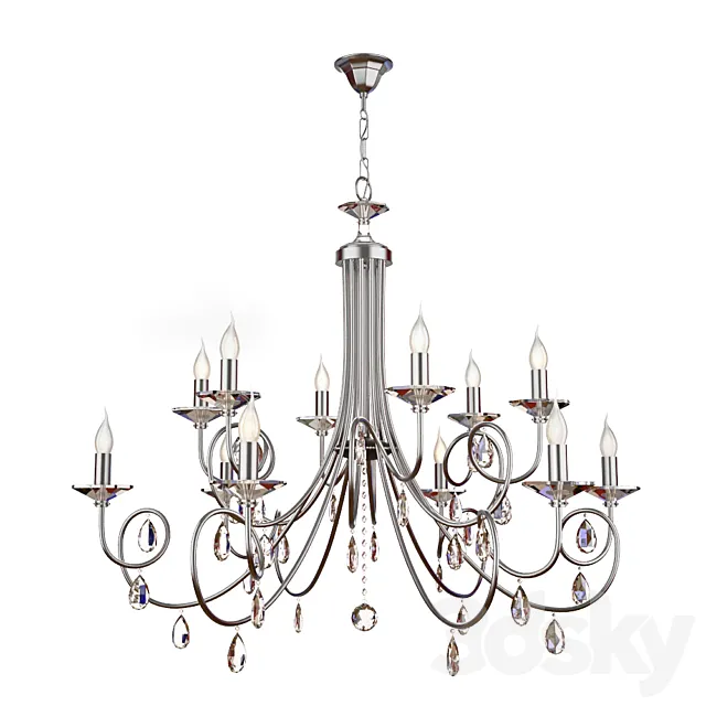 Chandelier Orion Licht Räume LU 1670_6 + 6 Silber-matt 3DModel