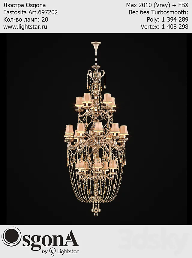 Chandelier Osgona Fastosita Art.697202 3D Model Chandelier Osgona Fastosita Art.697202 3D Model