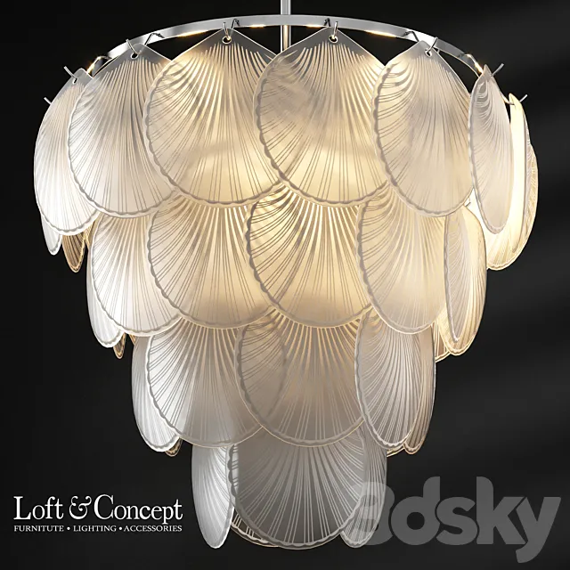 Chandelier pendant Glass Shells Suspension Chandelier Loft-Concept 3D Model