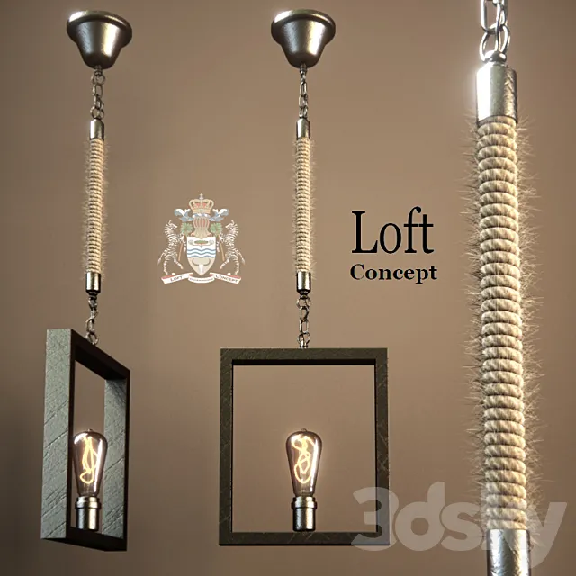 Chandelier Quadrate Loft Rope Light 3DModel Chandelier Quadrate Loft Rope Light 3DModel