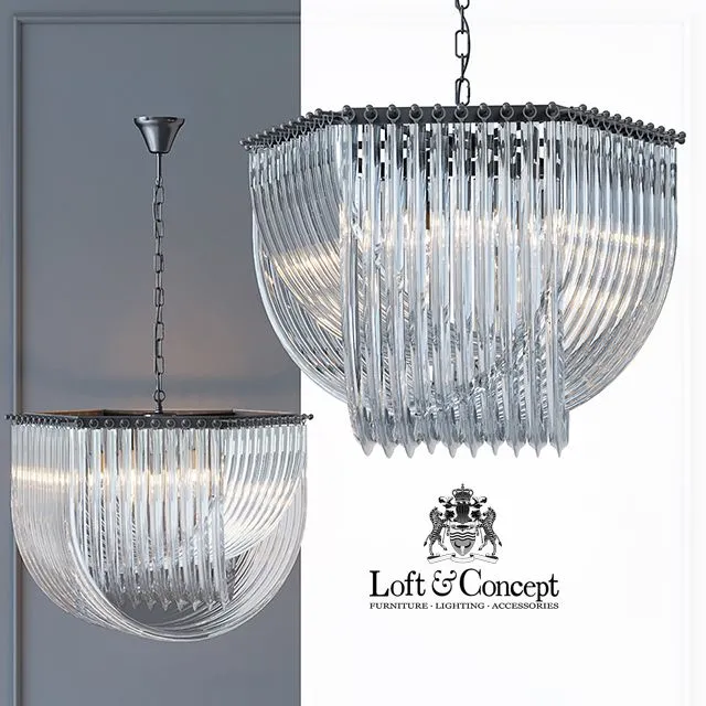 Chandelier Retro Frozen Glass Chandelier 66 3D Model